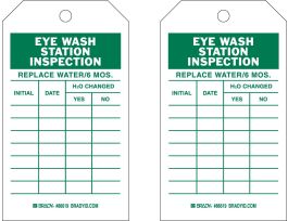 Tag EYEWASH STATION INSPECTION Polyester 7x4 Green on White 10/PK