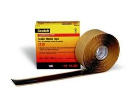 Scotch® Rubber Mastic Tape 2228, 2 in x 3 ft, Black, 1 roll/carton, 48 rolls/Case