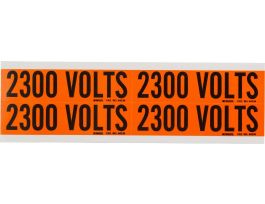 2300 Volts Conduit and Voltage Lbls 1.125 in H x 4.125 in W BK on OR 4/CD