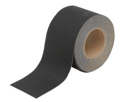 Anti-Skid Tape Roll - Grit-Coated Polyester, Solid Color, Black, 4" x 60'