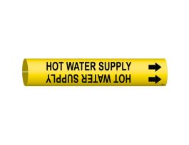 Hot Water Supply Pipe Marker, 2" H x 2" W, Fits Pipes 2.5" Dia. Thru 3.875" Dia.