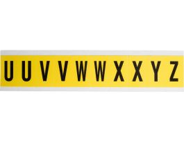 Repositionable Vinyl 1 in Black on Yellow, Letters U to Z Card of 10 Labels