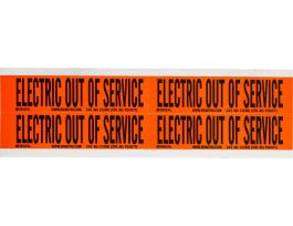 ELECTRIC OUT OF SERVICE Lbls 1.125 in H x 4.125 in W BK on OR 4/CD
