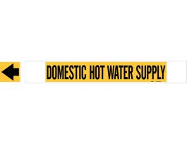Domestic Hot Water Supply Pipe Marker, 4" H x 24" W, Fits Pipes 8" Dia. or Larger