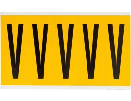 Outdoor Vinyl 3.875 in Black on Yellow Letters V Card of 5 Labels