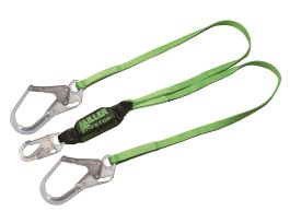 Miller HP™HP Shock-Absorbing Lanyard, 6-ft. double leg; 1 locking snap hook and 2 locking rebar hooks