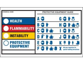 HEALTH FLAMMABILITY REACTIVITY PROTECTIVE EQUIPMENT Labels, 3" H x 5" W