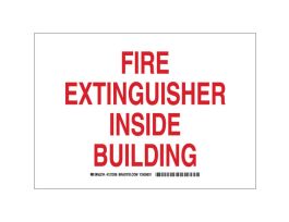 Fire Extinguisher Inside Building Sign, 7" H x 10" W x 0.006" D, Red on White, Polyester