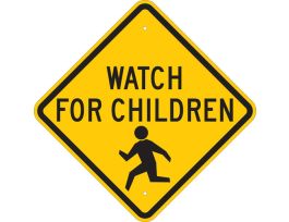 Watch For Children Sign, 18" H x 18" W x 0.035" D, Aluminum