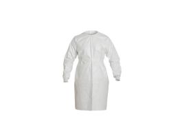 Tyvek® IsoClean® Gown. Serged Seams. Bound Neck with Ties. Knit Cuff, 30/CS, White, Universal