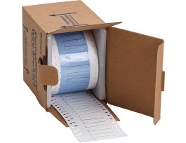 PermaSleeve Heat Shrink Wire and Cable Labels 3/32" Dia for 3" Core Printers - 1.5" White Single-Sided