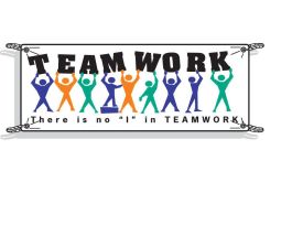TEAMWORK There Is No "I" In TEAMWORK Sign, 4' H x 10' W x 0.055" D, Polyethylene