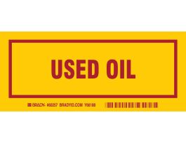USED OIL Labels, 3" H x 7" W x 0.006"D