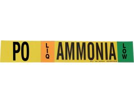PO LIQ AMMONIA LOW Pipe Marker, 4" H x 24" W, Fits Pipes 8" Dia. or Larger
