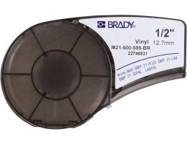 All Weather Permanent Adhesive Vinyl Label Tape with Ribbon for M210 M211 BMP21-PLUS Printers - 0.5" White on Brown