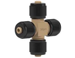 High-Pressure MicroCross Assembly, PEEK, 0.006" ID, 360m OD Tubing, 5/16-24 Coned; 1/EA