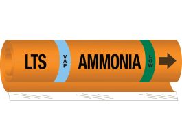 LTS VAP AMMONIA LOW Pipe Marker, 9" H x 8" W, Fits Pipes 1.5" Dia. Thru 2.375" Dia.