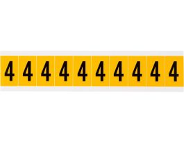 Outdoor Vinyl 1 in Black on Yellow Numbers 4 Card of 10 Labels