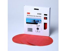 3M™ Red Abrasive Stikit™ Disc Value Pack, 01252, 6 in, P320 grade, 25 discs per pack, 4 packs per case