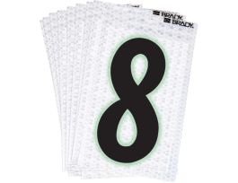Glow in the Dark 2 in Black, Green Glow on Silver Number 8 10/PK