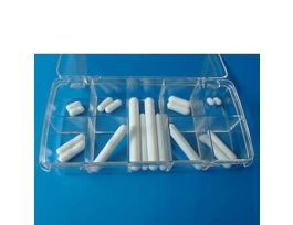 PTFE Stirrer Bars, Boxed Assortments, 18 Plain, 2 each of 10 x 6, 15 x 6, 20 x 7, 25 x 8, 30 x 7, 40 x 8, 50 x 8, 60 x 7, 80 x 10 mm