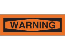 WARNING Sign, 2.25" H x 9" W x 0.006" D, Black on Orange, Polyester