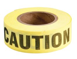 Re-Pulpable Caution Barricade Tape, Biodegradable Cotton, Black on Yellow, 2" x 150'