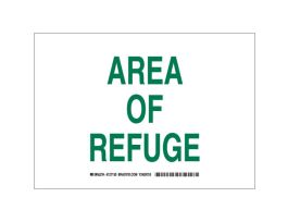 Area Of Refuge Sign, 10" H x 14" W x 0.035" D, Green on White, Aluminum
