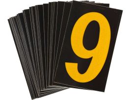 BradyLite 1 in Reflective Numbers Yellow on Black, 9 25/PK