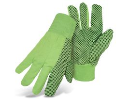 Corded Glove, Black PVC Dotted Palm, LG