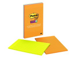 Post-it® Super Sticky Notes 5845-SSUC, 5 in x 8 in (127 mm x 203 mm) Energy Boost, Lined, 4 Pads/Pack