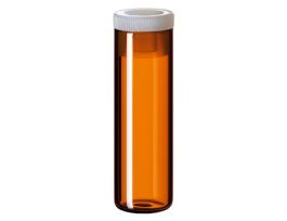 Shell Vial, 15 mm, Amber Glass, Flat Bottom, 4 mL, with PE Plug; 1000/pk