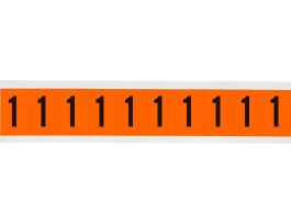 Outdoor Vinyl 1 in Black on Orange Numbers 1 Card of 10 Labels