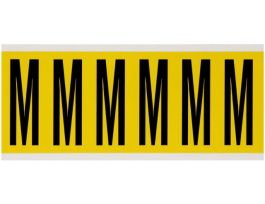 Repositionable Vinyl 3 in Black on Yellow, Letters M Card of 6 Labels