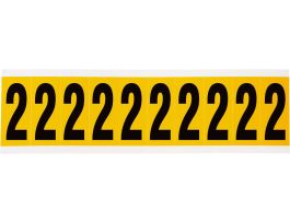 Outdoor Vinyl 1.938 in Black on Yellow Numbers 2 Card of 10 Labels