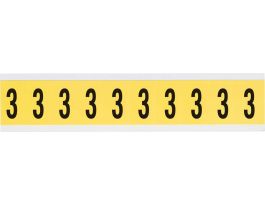 Repositionable Vinyl 1 in Black on Yellow, Numbers 3 Card of 10 Labels