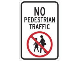 No Pedestrian Traffic Sign, 18" H x 12" W x 0.06" D, Polystyrene