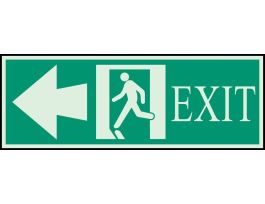 BradyGlo Exit Sign, 5" H x 14" W x 0.063" D, Left