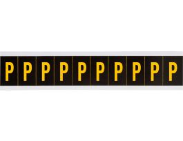Outdoor Vinyl 1 in Yellow on Black Letters P Card of 10 Labels