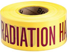 Standard Barricade Tape Roll -  Polyethylene, CAUTION RADIATION HAZARD, Magenta on Yellow, 3"  x 1000'