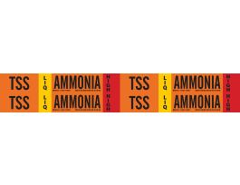 TSS LIQ AMMONIA HIGH Pipe Marker, 1.125" H x 7" W, Card of 4 Each, Fits Pipes 0.75" Dia. Thru 2.375" Dia.