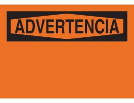 Blank ADVERTENCIA Sign, 10" H x 14" W x 0.035" D, Black on Orange, Aluminum
