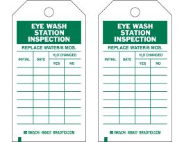 Safety Inspection Tag EYEWASH STATION INSPECTION Polyester 7x4 GN/WH 10PK