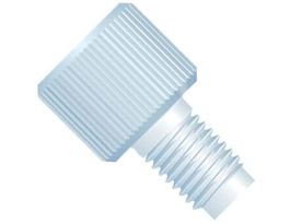 Threaded Adapter, PCTFE, 0.030" ID, 1/4-28 Flat Bottom (M) to M6 Flat Bottom (F)