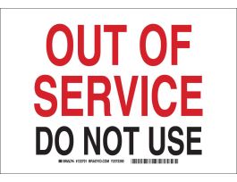Out Of Service Do Not Use Sign, 7" H x 10" W x 0.006" D, Polyester