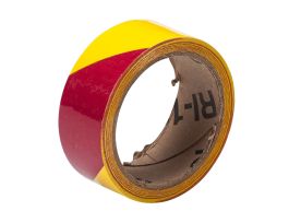 Marking Tape Roll - High Performance  Vinyl, Diagonal Stripes, Magenta on Yellow, 1.5" x 18 yd