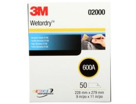 3M™ Wetordry™ Abrasive Sheet 413Q, 02000, 600, 9 in x 11 in, 50 sheets per carton, 5 cartons per case