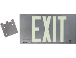 BradyGlo Exit Sign, 8.25" H x 15.25" W x 0.25" D, w/attached Mounting Brackets, Glow on Silver