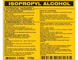 ISOPROPYL ALCOHOL Labels, Black on Yellow
