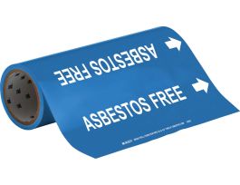 ASBESTOS FREE, Roll Form Pipe Marker, White on Blue